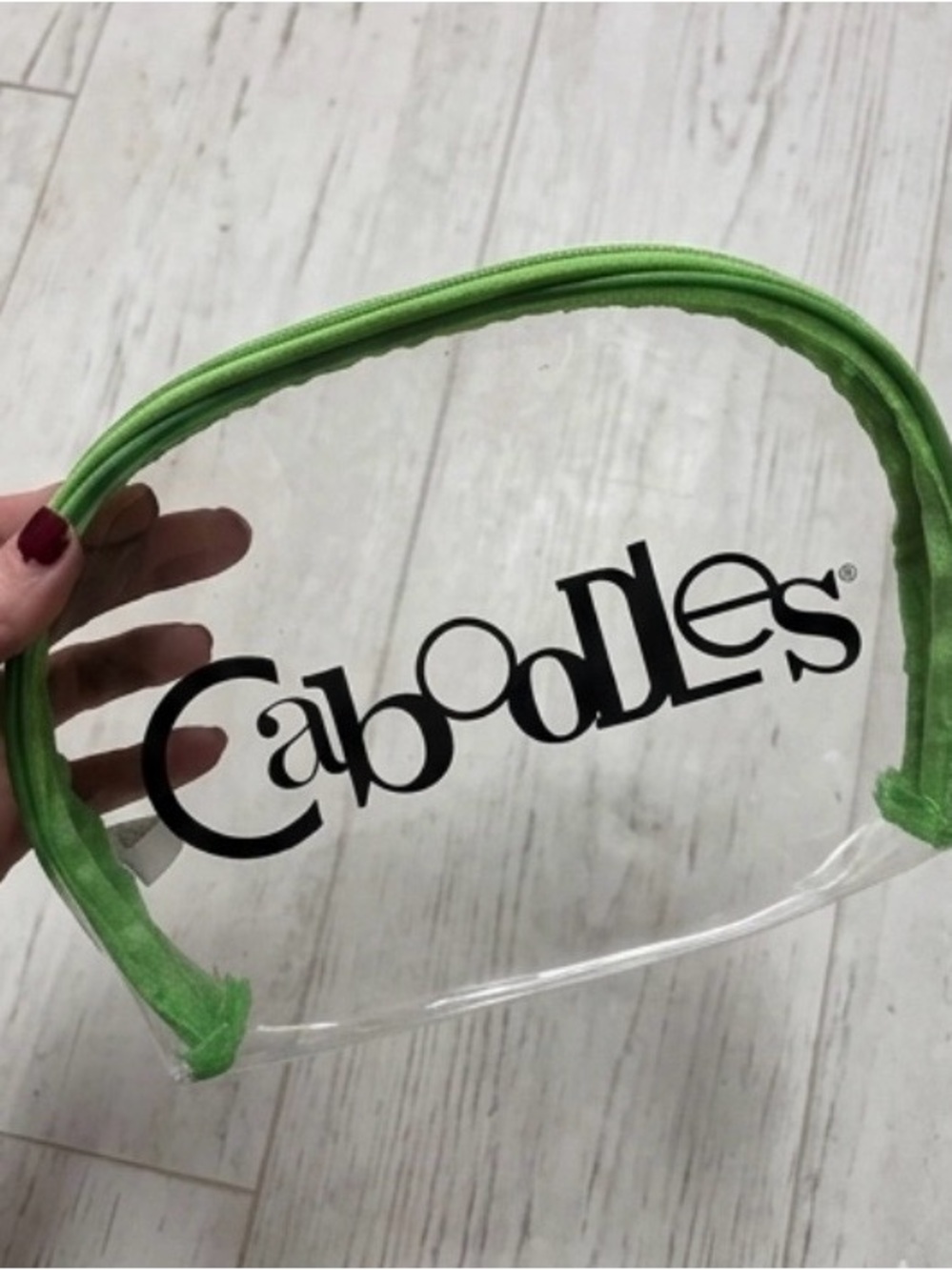 Caboodles Clear Cosmetic Pouch with Bright Green Trim